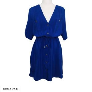 Amanda Uprichard Blue Silk Dress Size Small Deep V-neck